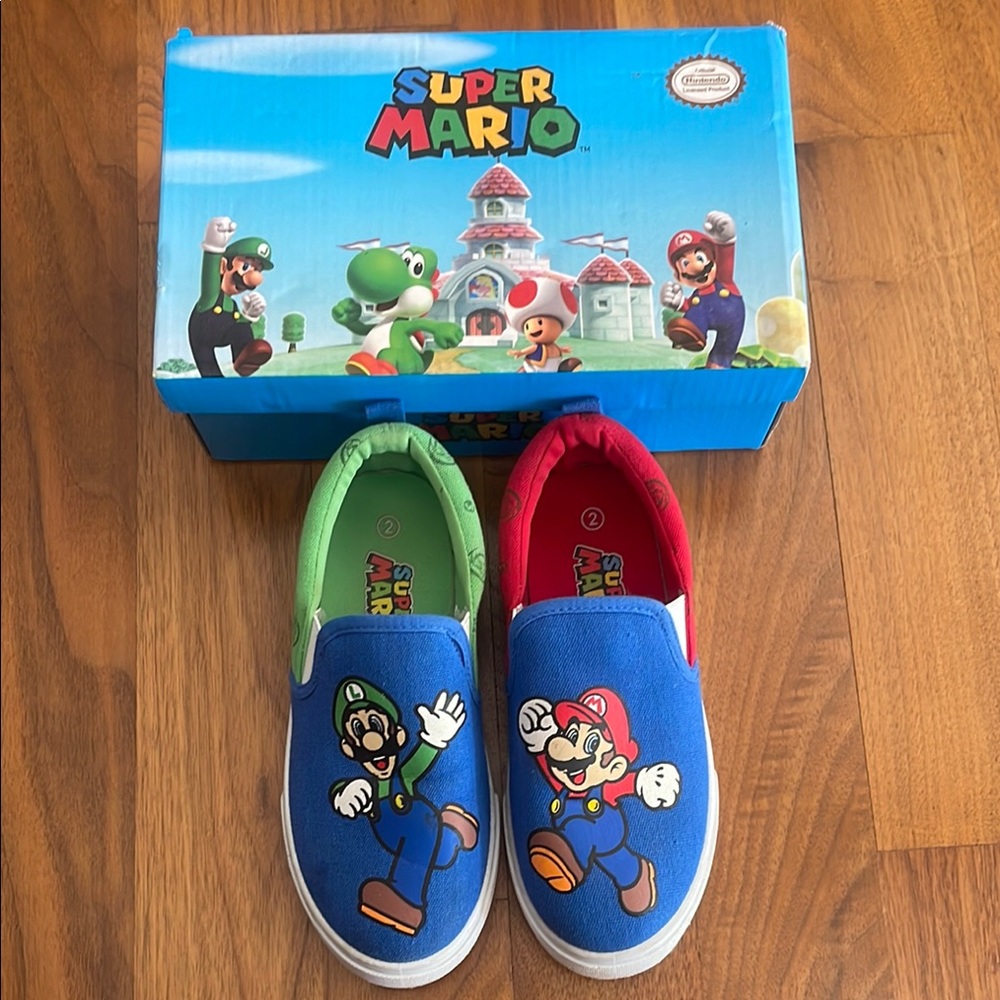 Super Mario Kids Slip-On Sneakers- Size 2